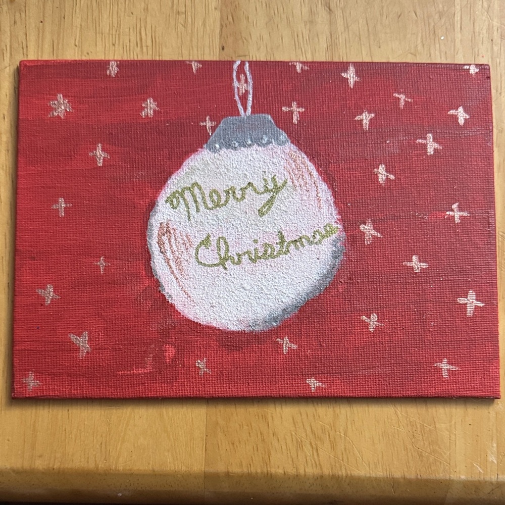 White Christmas Ornament Handpainted